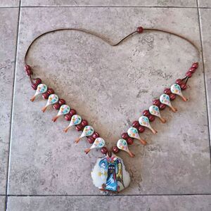 Necklace Angel Beads DeGrazia Vintage Resin Painted Squash Blossom Southwest